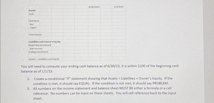 Solved 1. Generate an income statement and balance sheet for | Chegg.com