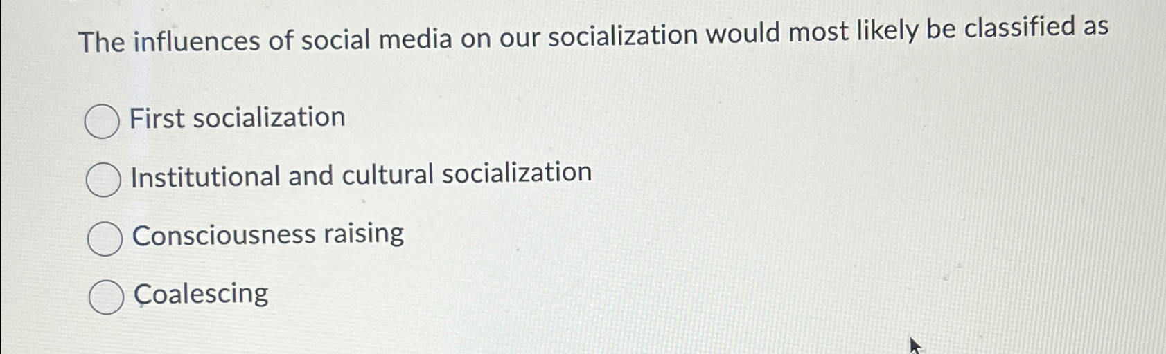 Solved The influences of social media on our socialization | Chegg.com