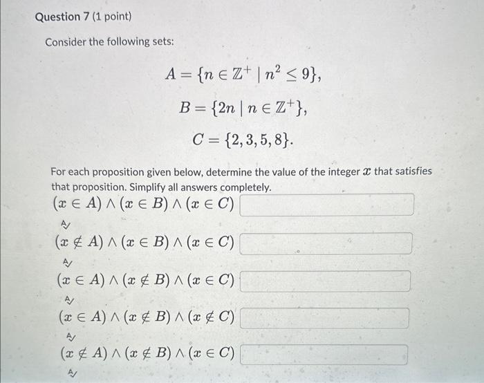 Solved Consider The Following Sets: | Chegg.com