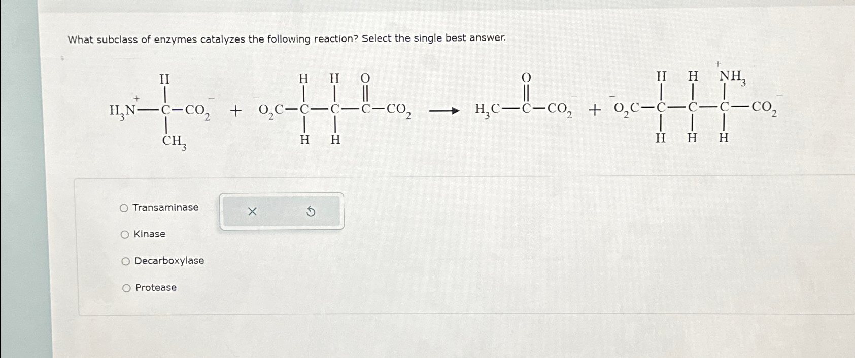 Solved What subclass of enzymes catalyzes the following | Chegg.com