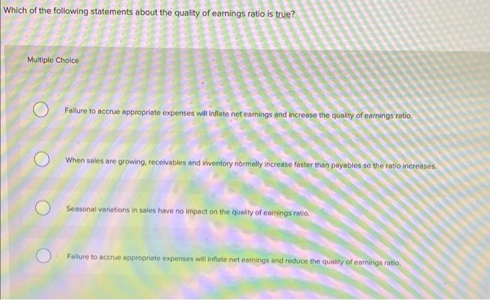 Solved Which of the following statements about the quality | Chegg.com