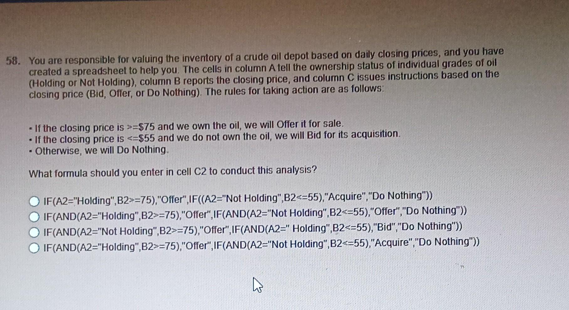 Solved 8. You Are Responsible For Valuing The Inventory Of A | Chegg.com