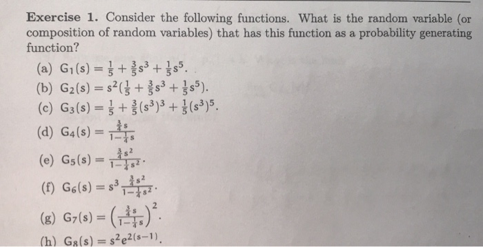 Solved Exercise 1. Consider the following functions. What is | Chegg.com