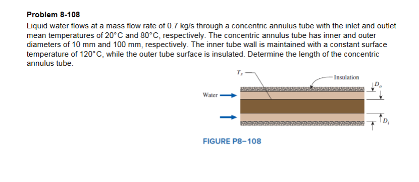 Solved Problem 8-108Liquid water flows at a mass flow rate | Chegg.com