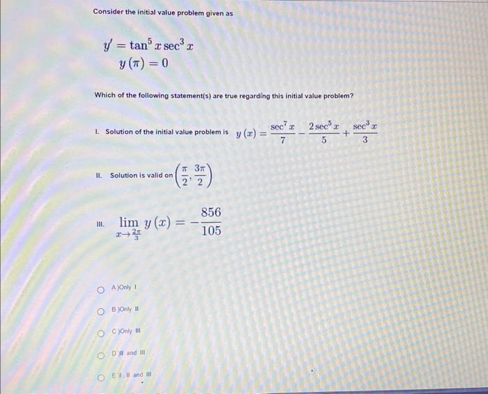Solved Consider the initial value problem given as | Chegg.com