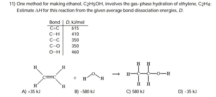 Solved 11 One method for making ethanol C2H5OH involves Chegg