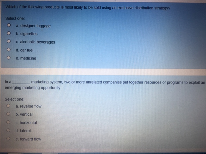 Solved Which of the following products is most likely to be