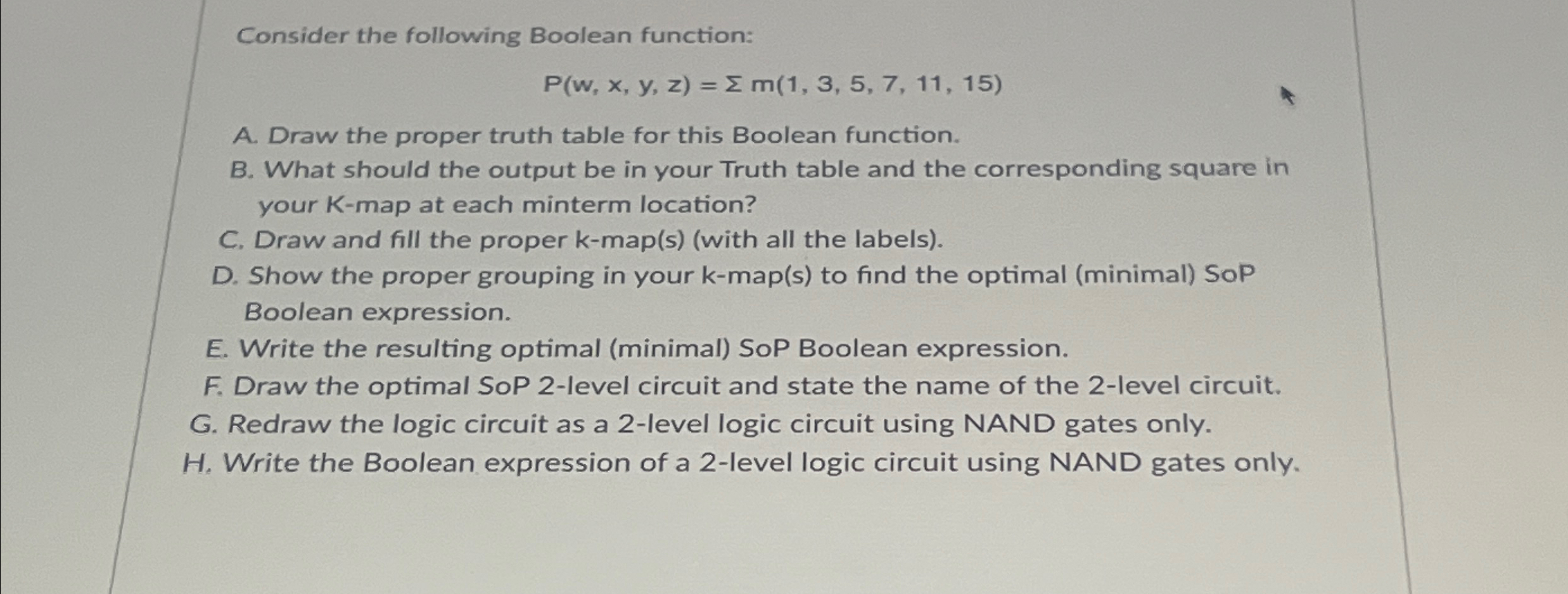 Solved Consider the following Boolean | Chegg.com