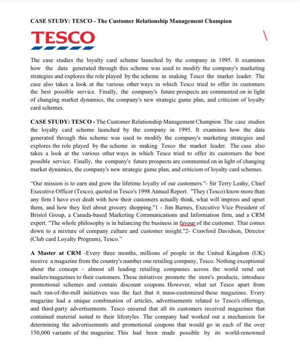 tesco customer relationship management case study