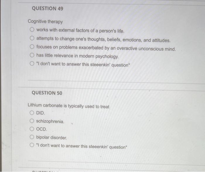 Solved Cognitive therapy works with external factors of a