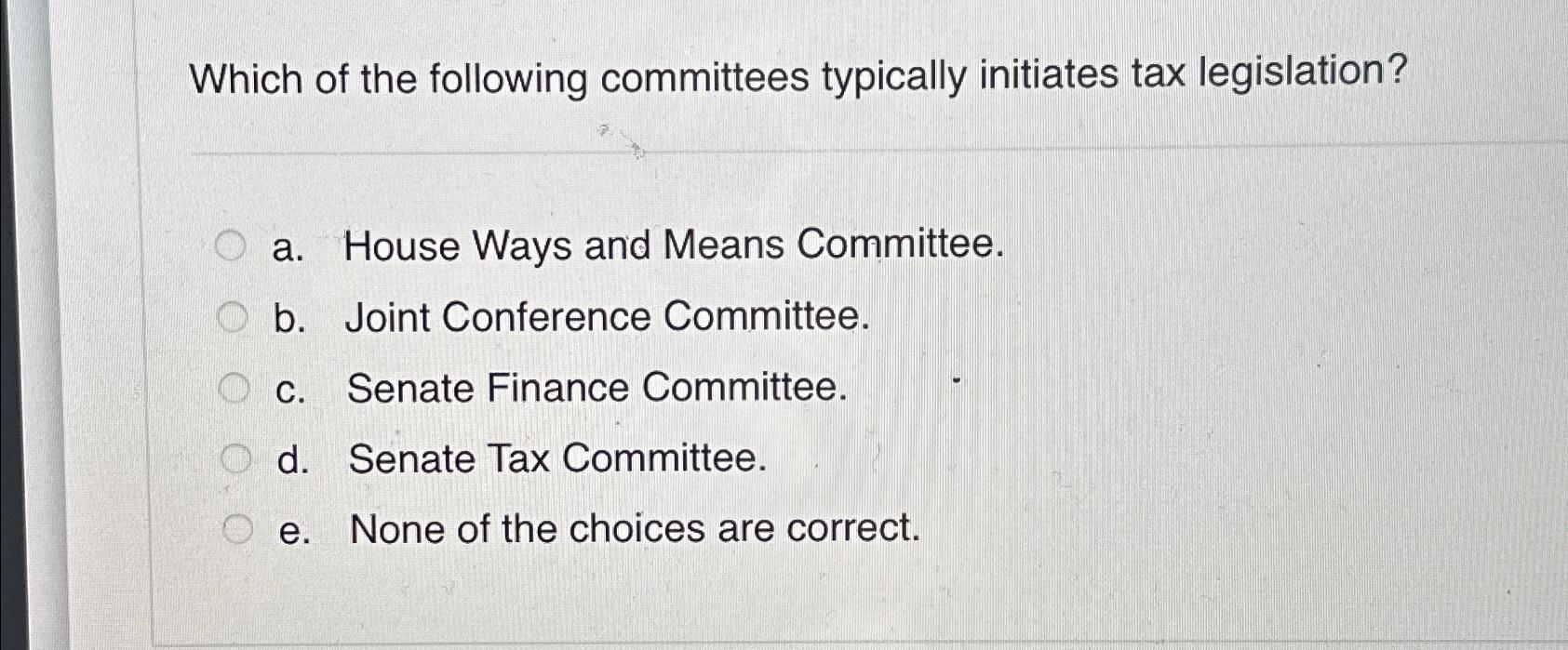 Solved Which Of The Following Committees Typically Initiates | Chegg.com