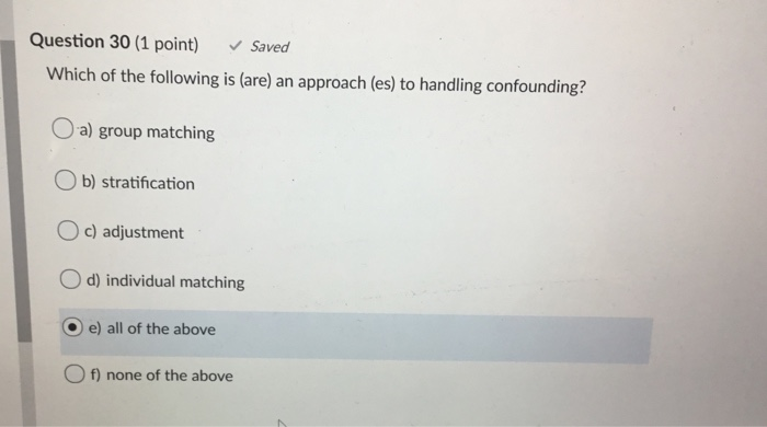 Solved Question 30 (1 point) Saved Which of the following is | Chegg.com