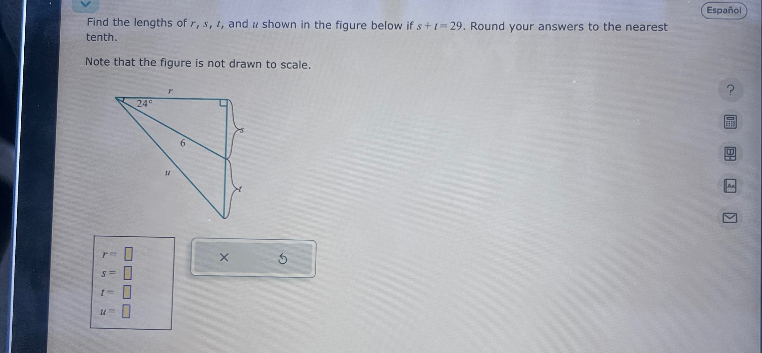 Solved Find the lengths of r,s,t, ﻿and u ﻿shown in the | Chegg.com