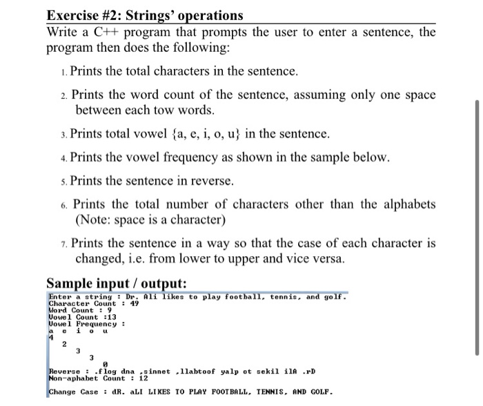 Solved Exercise 2 Strings Operations Write C Program Prompts User