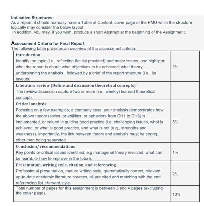 Indicative Structures: As a report, it should | Chegg.com