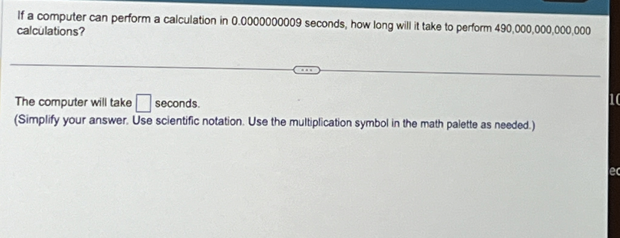 Solved If a computer can perform a calculation in | Chegg.com