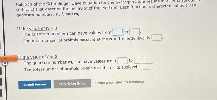 Solved Solution of the Schrödinger wave equation for the | Chegg.com