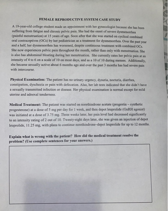 female reproductive system case study and questions answers