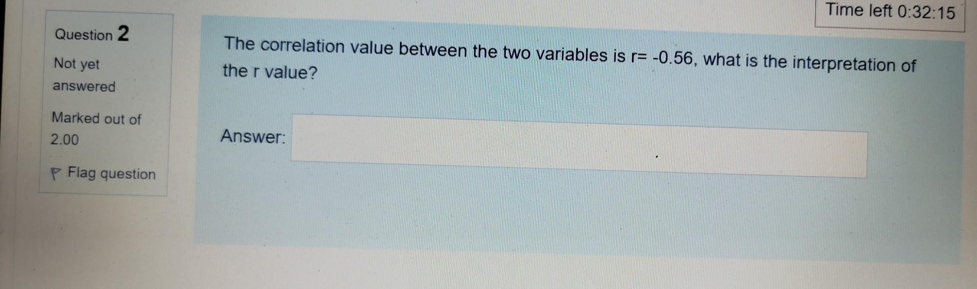 Solved The correlation value between the two variables is | Chegg.com