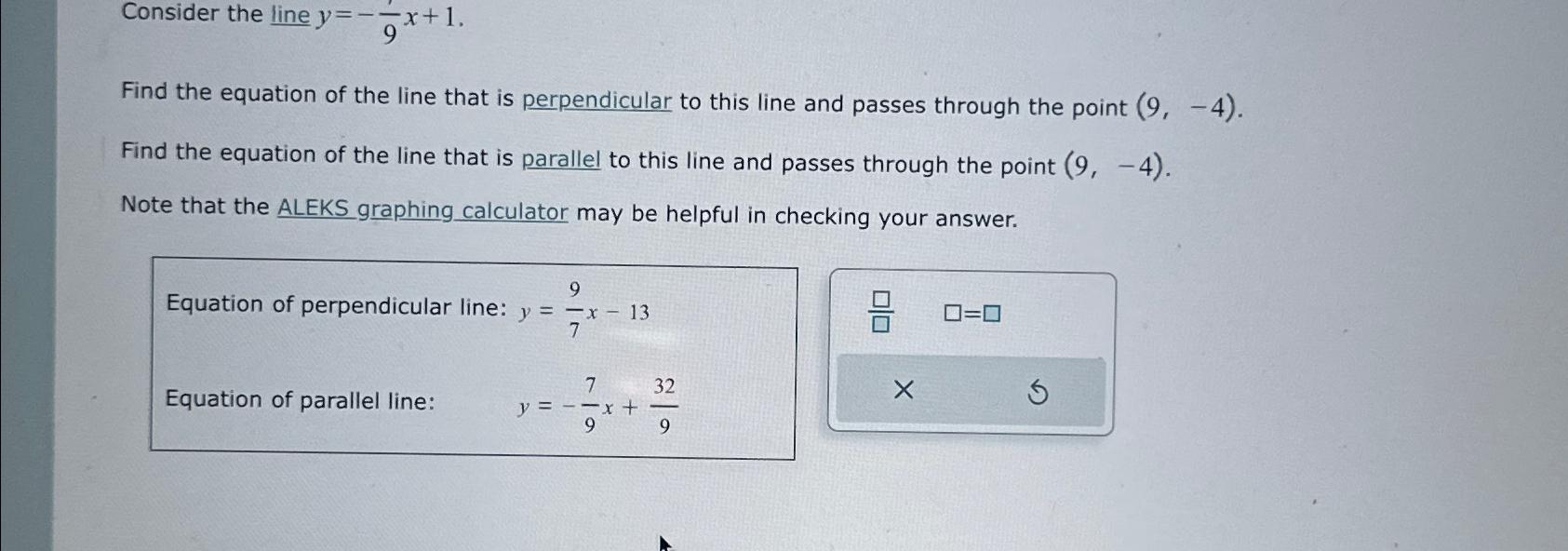Perpendicular line deals equation calculator