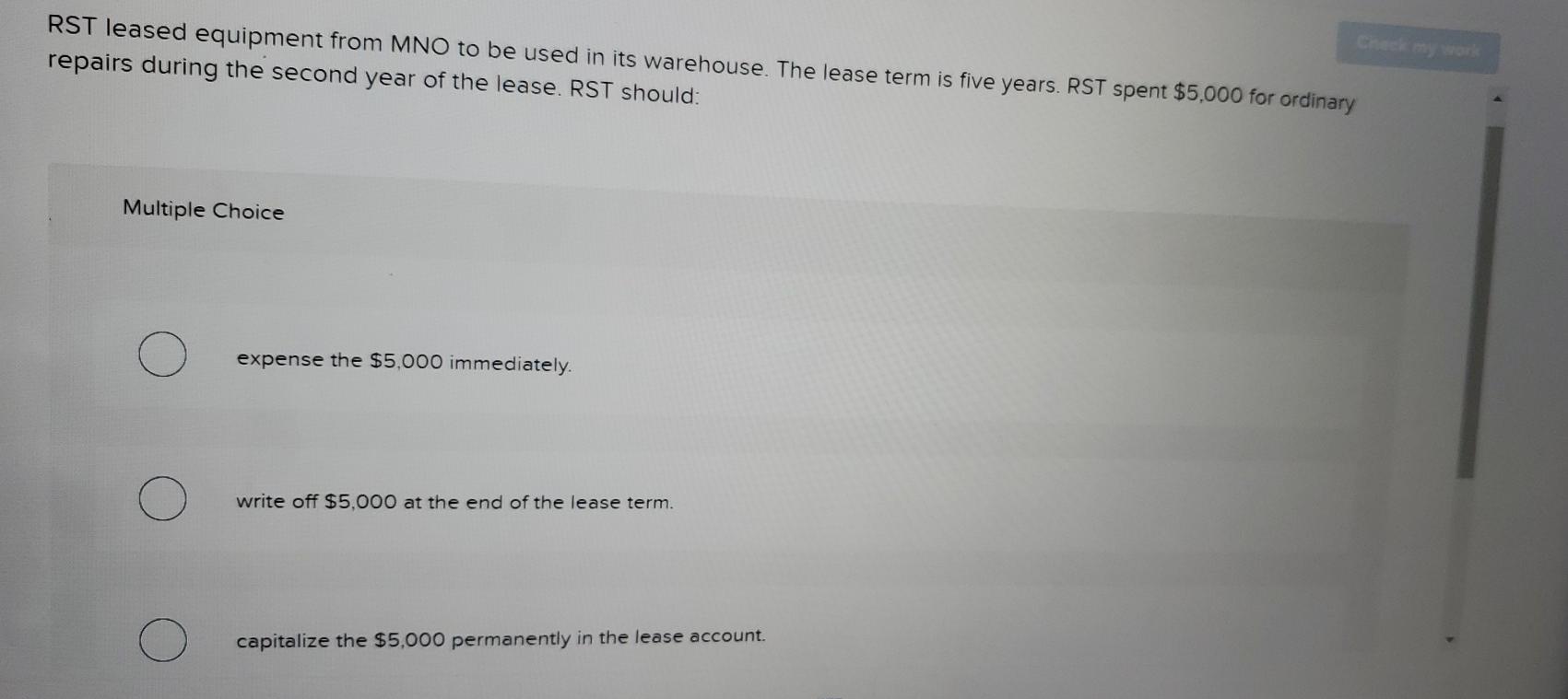 Solved RST leased equipment from MNO to be used in its | Chegg.com