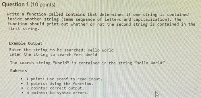 Solved Question 1 (10 points) Write a function called | Chegg.com
