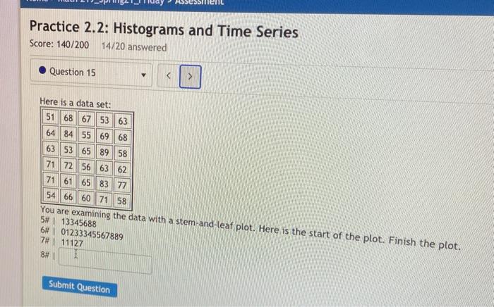 Solved Practice 2.2: Histograms and Time Series Score: | Chegg.com