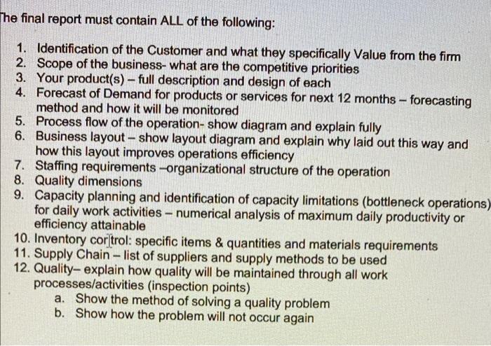 Solved The final report must contain ALL of the following: | Chegg.com