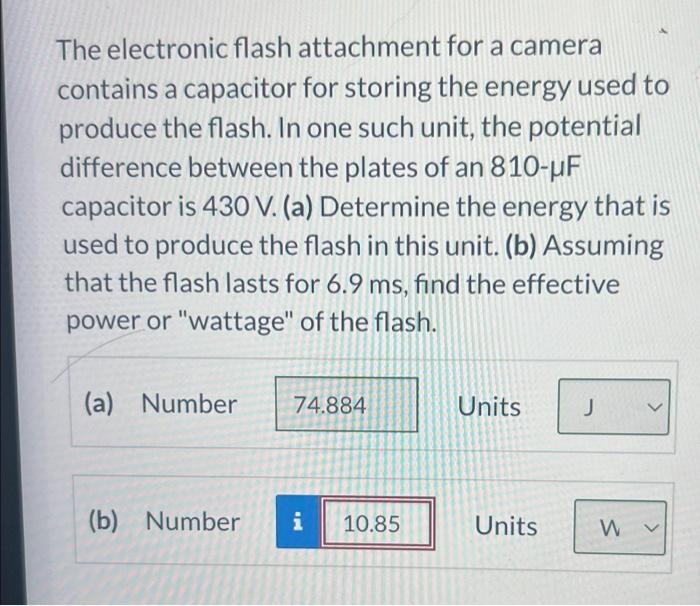 Solved The electronic flash attachment for a camera contains | Chegg.com