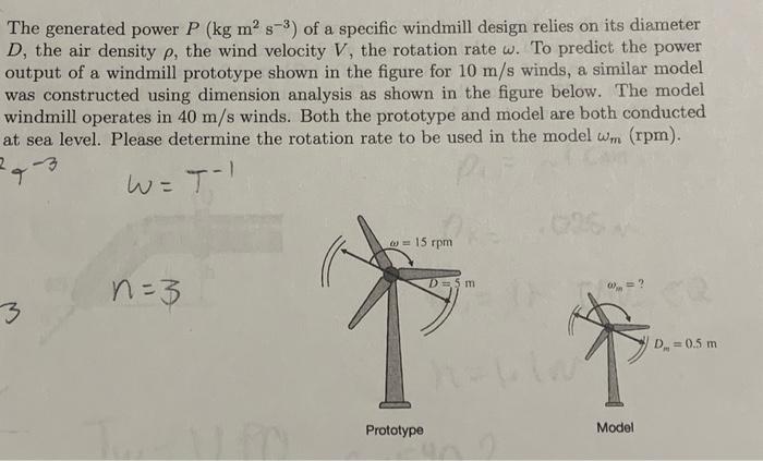 The generated power P( kg m2 s−3) of a specific | Chegg.com