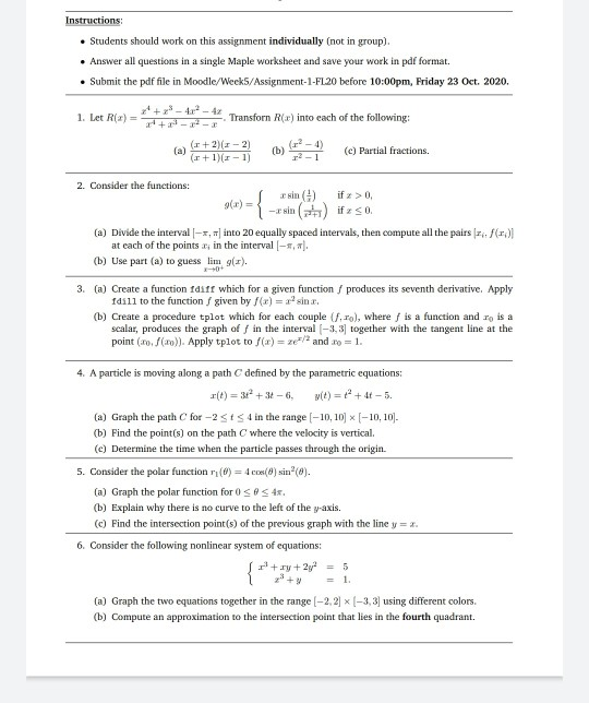 Solved Instructions: . Students should work on this | Chegg.com
