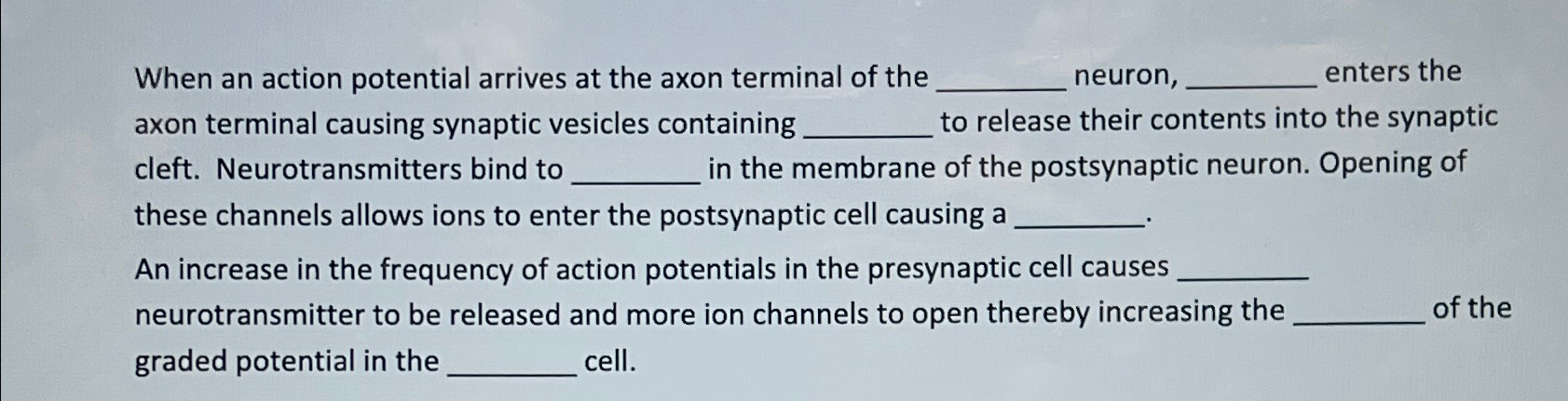 once an action potential reaches the axon terminal of a presynaptic neuron