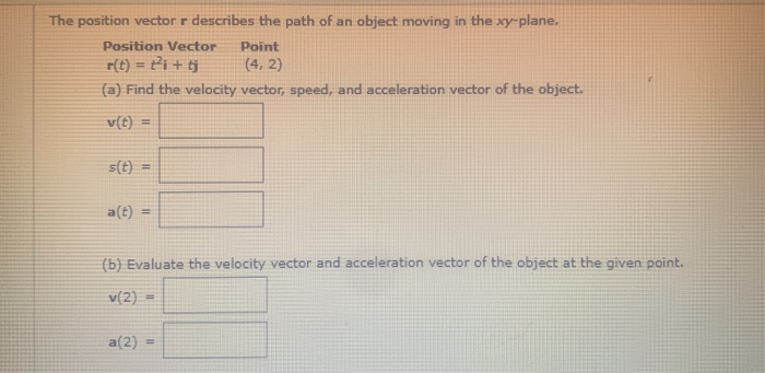 Solved The position vector r describes the path of an object | Chegg.com