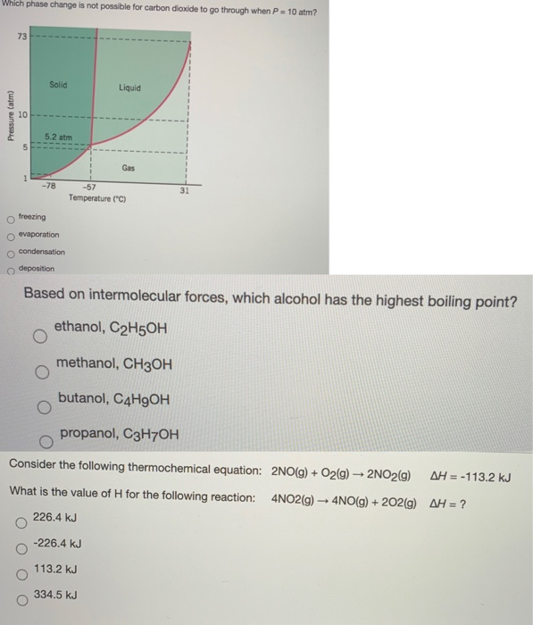 Solved Which phase change is not possible for carbon dioxide