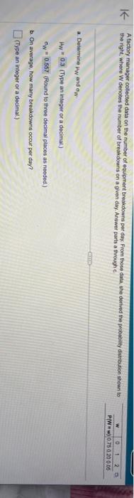 Solved A factory manager collected data on the number of | Chegg.com