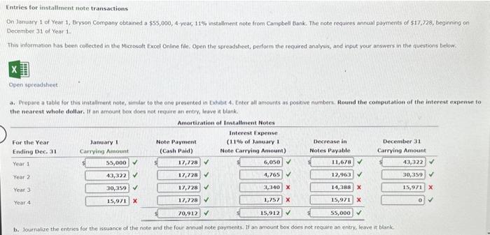 Solved Need help asap! Thank you! :)Entries for installment | Chegg.com