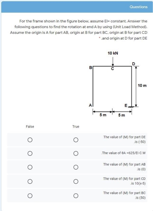 Solved Questions For the frame shown in the figure below, | Chegg.com
