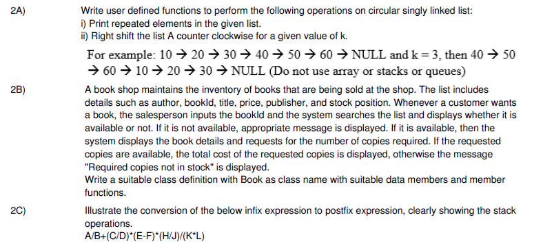 Solved 2A) ﻿Write user defined functions to perform the | Chegg.com