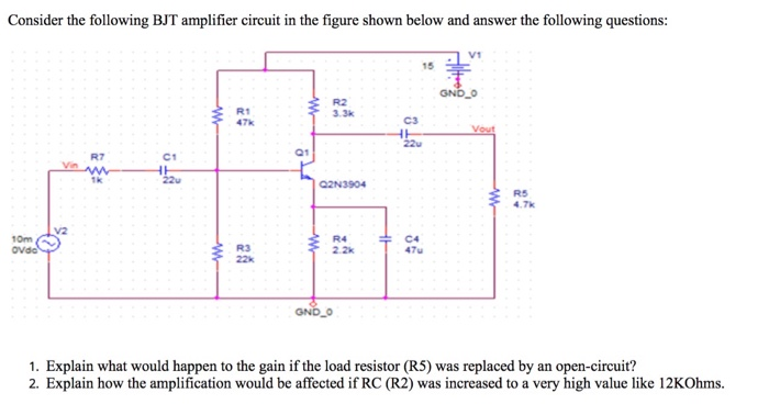 Solved Consider the following BJT amplifier circuit in the | Chegg.com