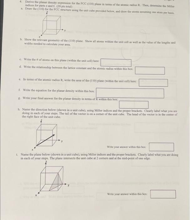 Solved 4. Derive the planar density expression for the FCC | Chegg.com