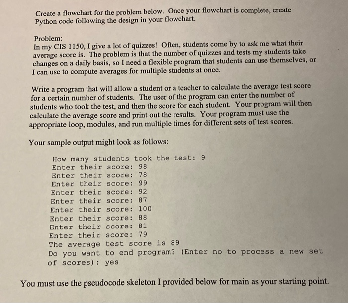 Solved can someone create a flowchart and a Python code for | Chegg.com