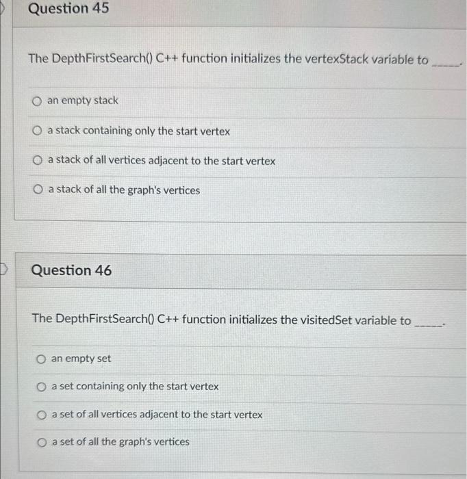 Solved the depthfirstsearch c function initializes the chegg