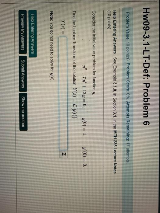 Solved Hw09-3.1-LT-Def: Problem 6 Problem Value 10 point(s