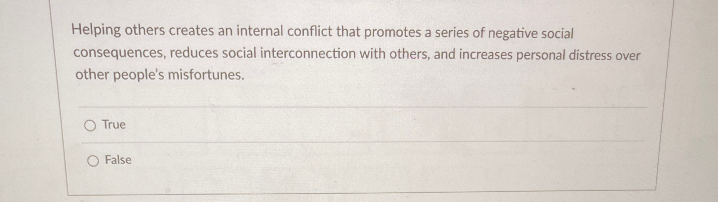 Solved Helping others creates an internal conflict that | Chegg.com