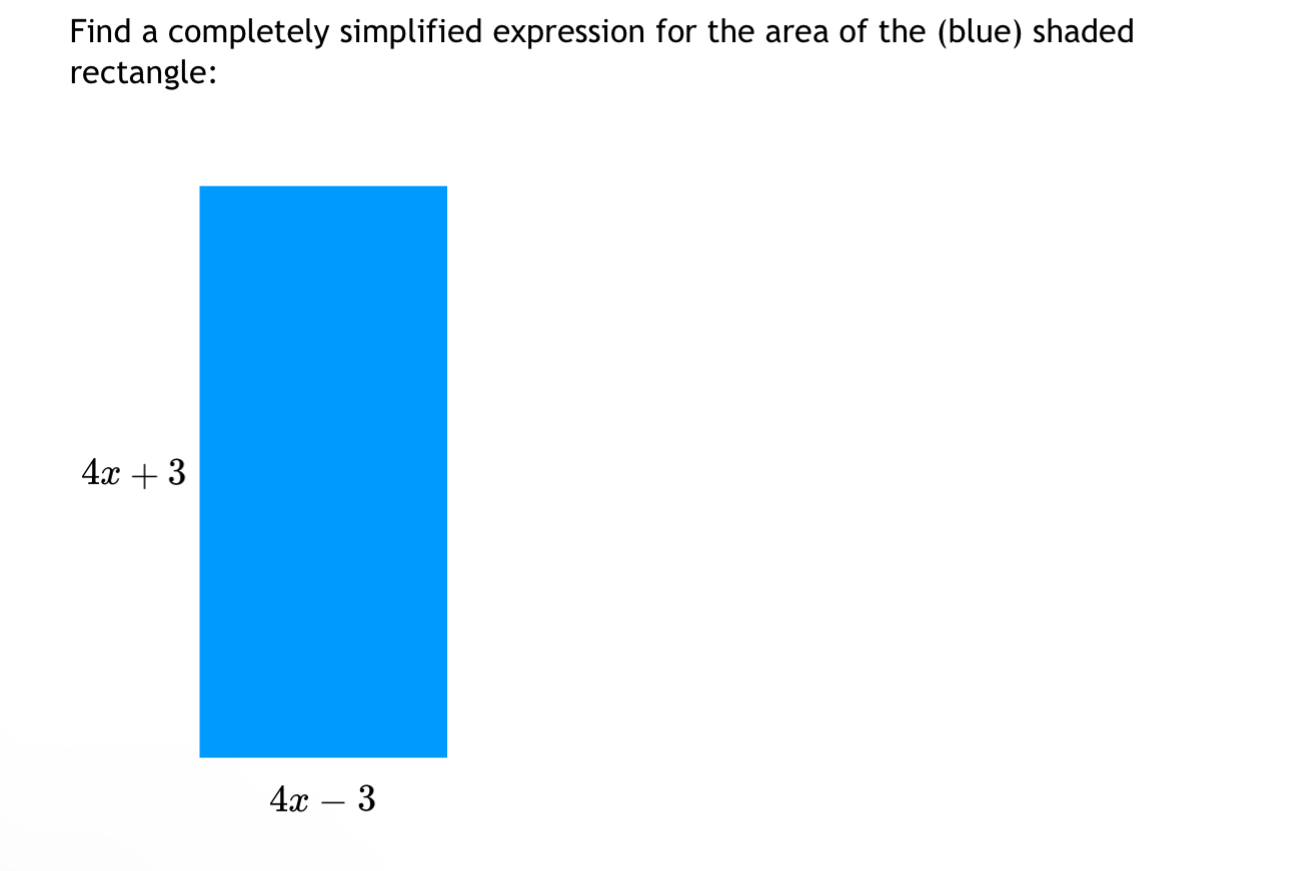 Solved Find a completely simplified expression for the area | Chegg.com