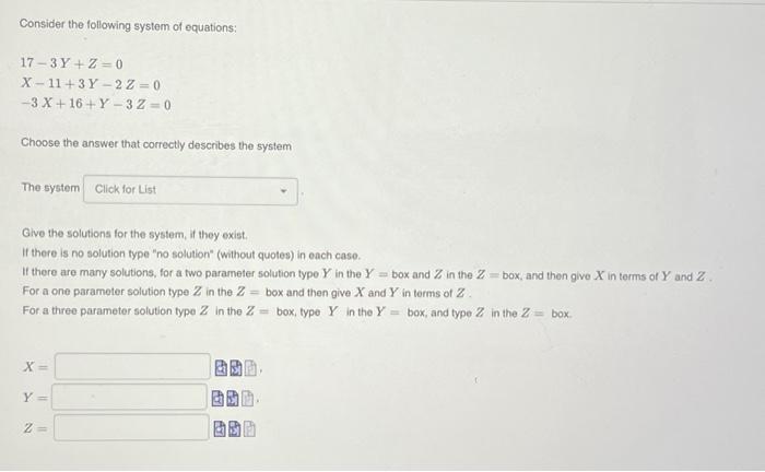 Solved Consider the following system of equations: | Chegg.com