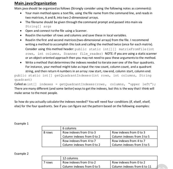 Main.java Organization Main.java should be organized | Chegg.com
