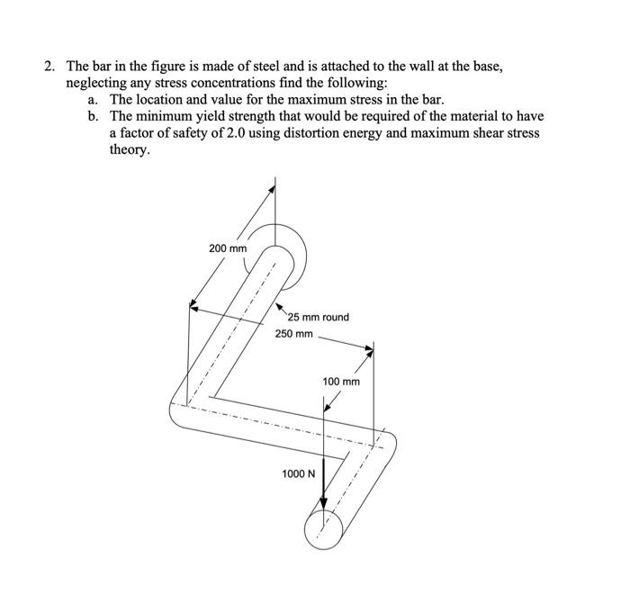 Solved 2. The bar in the figure is made of steel and is | Chegg.com
