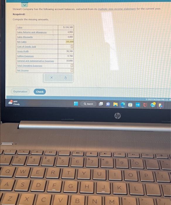Solved Stewart Company has the following account balances, | Chegg.com