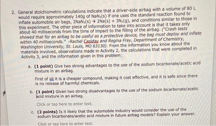 Solved 2. General stoichiometric calculations indicate that | Chegg.com
